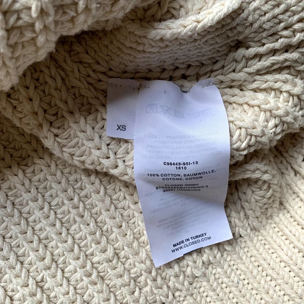 Closed Brand Cotton Button Detail Sweater Cream Chunky Knit XS - Picture 4 of 8